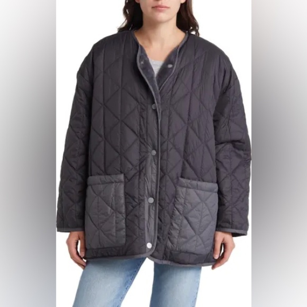 UGG Quilted Oversized Jacket in Charcoal Gray - Picture 2 of 11